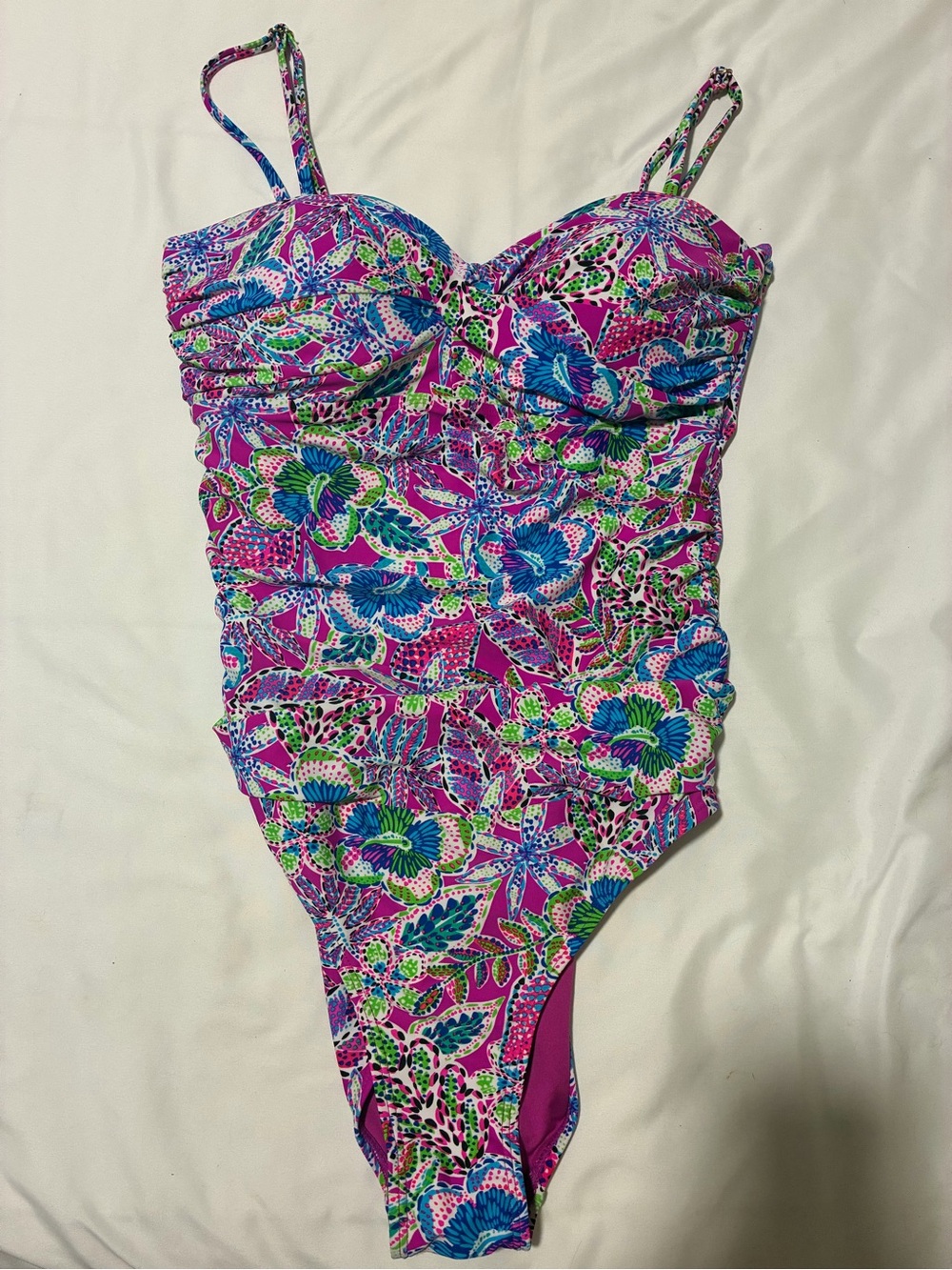 Women’s One-Piece Swimsuit in Pink and Purple by Stella Parker Collections XL